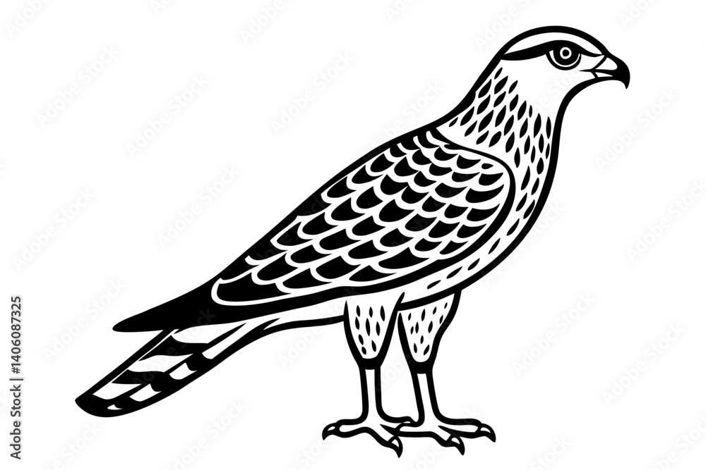 Fototapeta premium Northern Harrier Vector Line Drawing