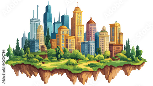 Urban Landscape Infographic with Multiple City Elements