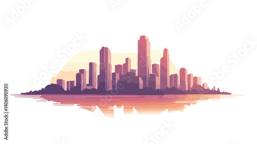 Urban Landscape of City Skyline with Background Cityscape View in Vector Art