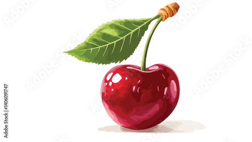 Delicious Cherry Cone Dessert Drawing with Fresh Cherry on Top