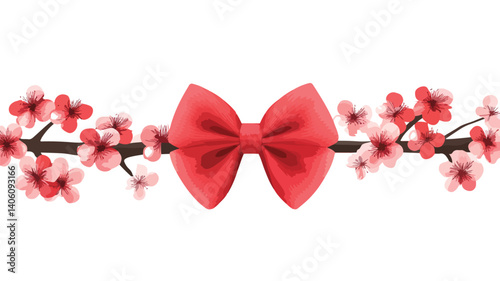 Stylish Red Bow Tie with Unique Design Vector Illustration