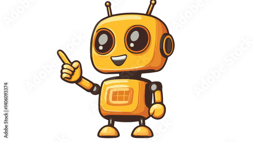 Yellow Robot with Hand Pointing - Technology Innovation Concept