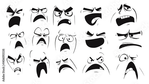 Abstract Comic Faces with Various Emotions for Expressive Design Projects