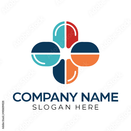 Modern healthcare logo with pill shapes