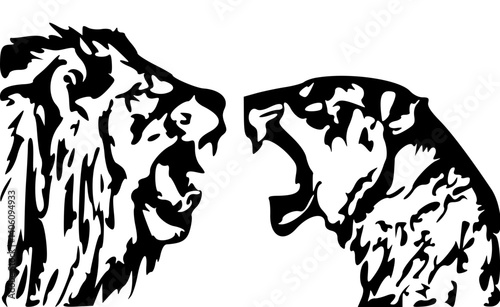 Lion and tiger fight scene 