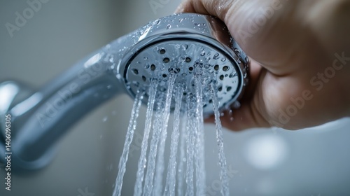 Plumber fixing a leaking showerhead in a bathroom. Featuring problem-solving and attention to detail
