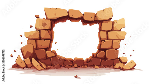 Playful Cartoon Vector Background Featuring a Hole in the Wall Design