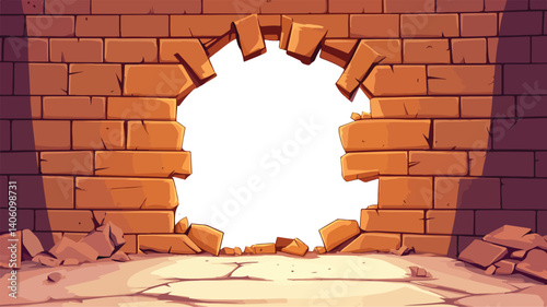 Playful Cartoon Vector Background Featuring a Hole in the Wall Design