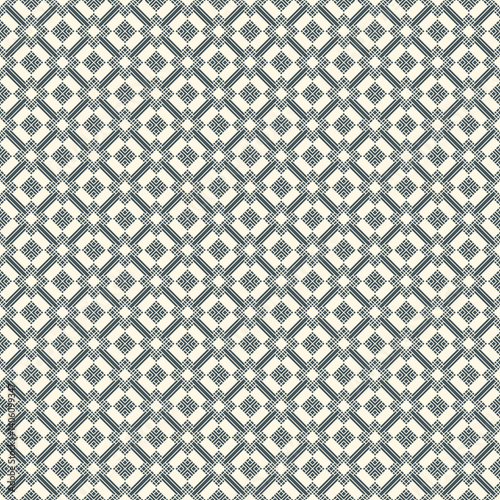 Seamless pattern. Rhombuses ornament. Diamonds backdrop. Tiles wallpaper. Ethnic motif. Geometric background. Digital paper. Geometrical textile print. Abstract web design. Vector art work.
