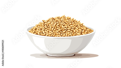 Closeup Dry Pearl Barley White Bowl Tab - Professional Stock Photo