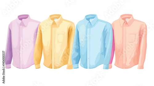 Vibrant Multicolored Button Shirt Set on White Background
