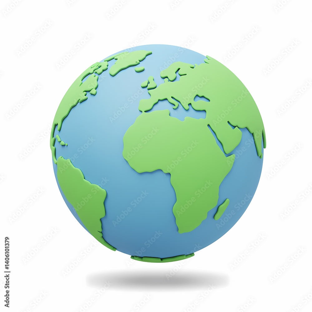 a stylized, 3D representation of the Earth with a simplified, cartoon-like design a stylized, 3D representation of the Earth with a simplified, cartoon-like design