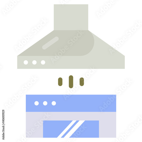 Modern Kitchen Range Hood Ventilation System Icon Illustration