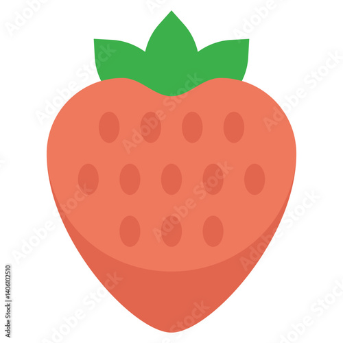 Juicy Red Strawberry Fruit Icon Illustration