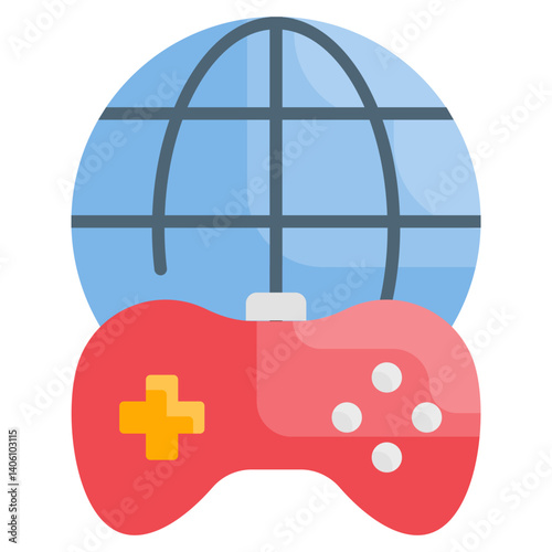 Global Online Gaming Controller Icon Illustration
