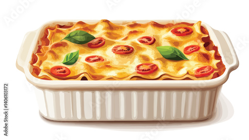 Savory Homemade Lasagna in Ceramic Baking Dish for Delicious Baking Recipe