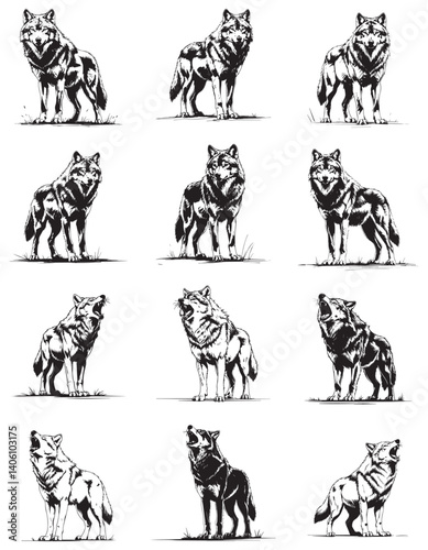 Wild vector illustration of wolf