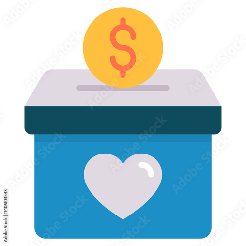 Donation Box with Coin Charity Giving Help Support