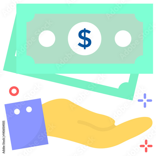 Hand Receiving Cash Payment Illustration
