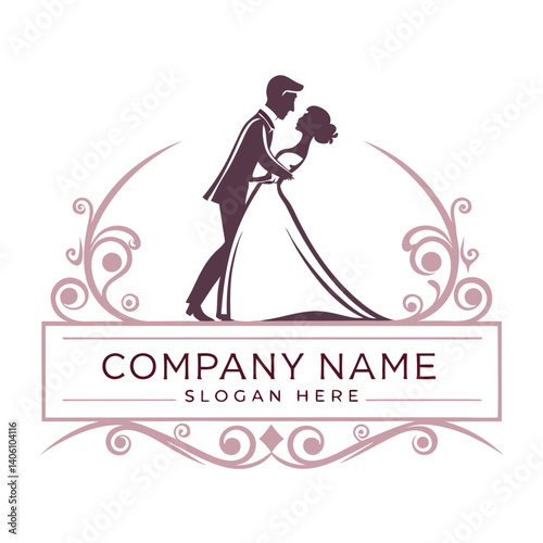 Elegant wedding logo with dancing couple