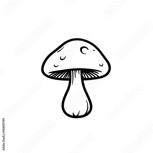 Mushroom illustration in minimalist black line style