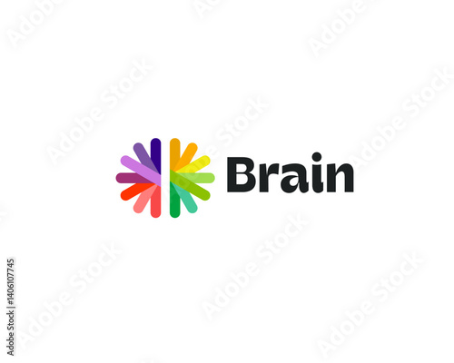 Creative brain logotype. Universal brainstorm intellect bright gradient icon. Idea logo concept.