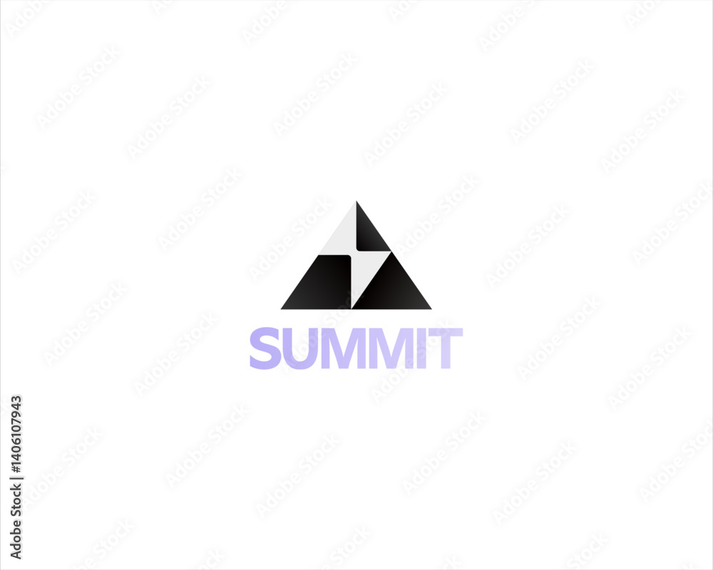 Mountain and lightning minimalistic logo. Electricity energy vector symbol. Flash thunder logotype.