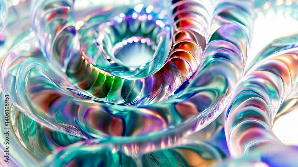 Colorful abstract glass swirls in motion creating hypnotic visual patterns