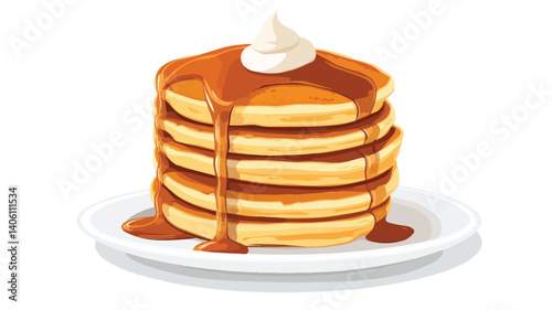 Delicious Flat Vector Pancakes Isolated on White Background for Food and Breakfast Concepts