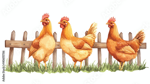 Free Range Chickens Fenced on a Castilla Farm - Agriculture and Livestock Scene