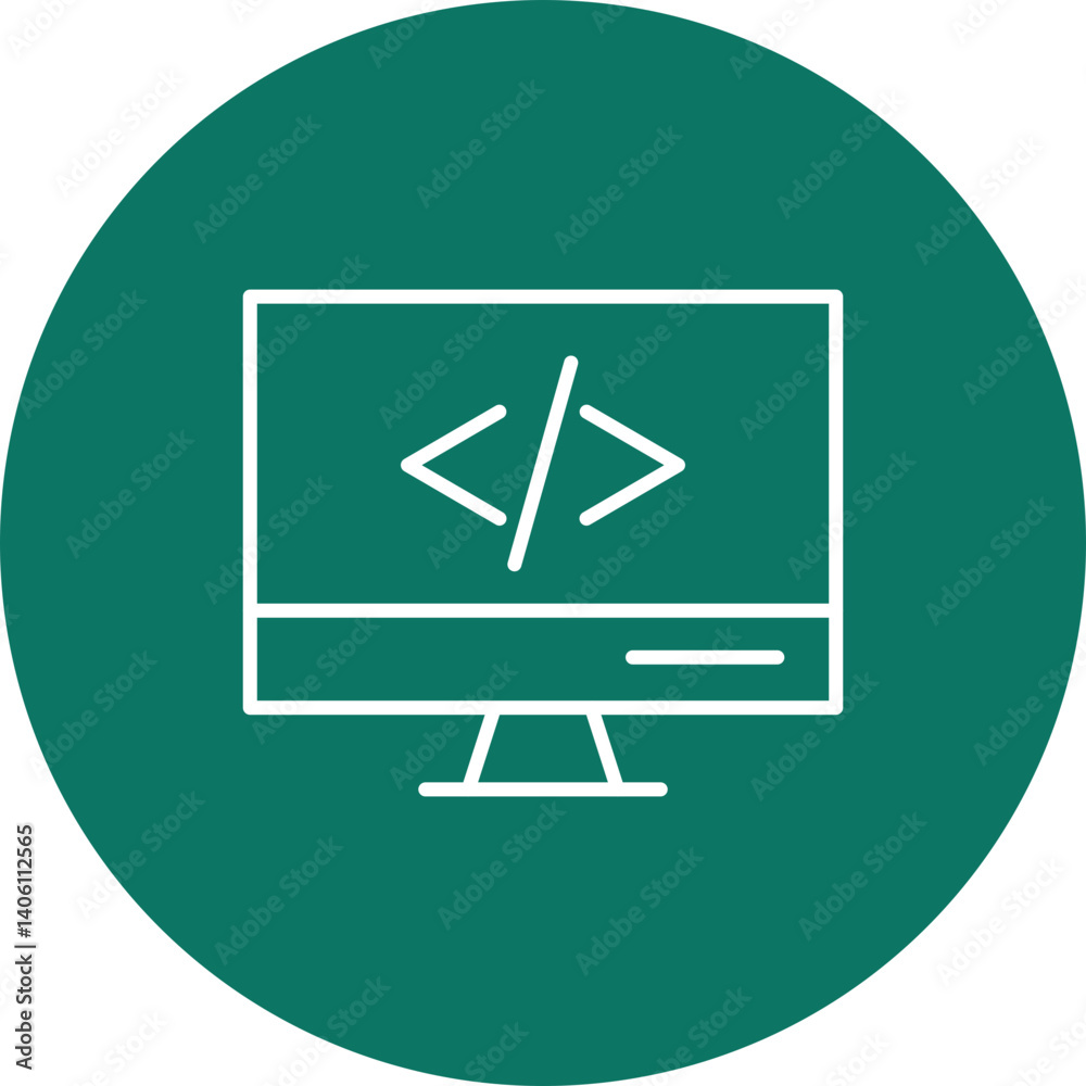 Coding Vector Line Circle Icon Design Coding Vector Line Circle Icon Design