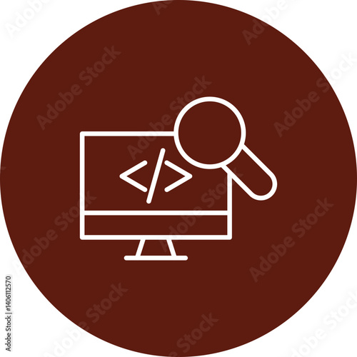 Code Search Vector Line Circle Icon Design
