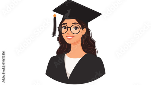Professional Graduated Girl Vector Illustration Design for Visual Marketing isolated on white background