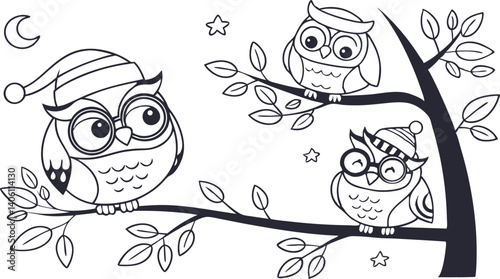 Cute Hand-Drawn Owl Vector Set – Line Art EPS Clipart Collection.eps