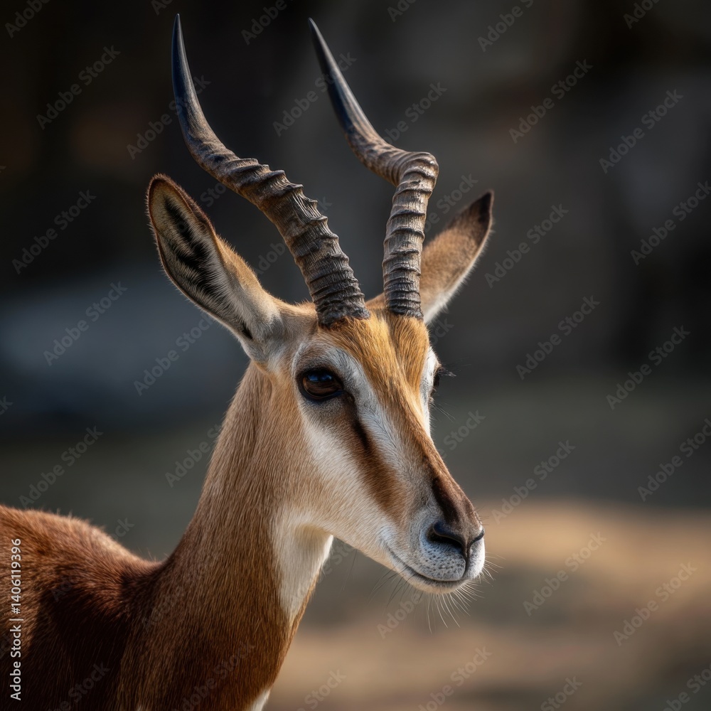 Antelope profile with balanced framing and negative space around Antelope profile with balanced framing and negative space around