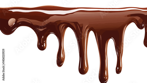 Rich Melted Chocolate Syrup Dripping in Illustration - Sweet and Tempting Delight isolated on white background