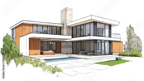 Modern House Architectural Sketch Design Concept for Creative Professionals