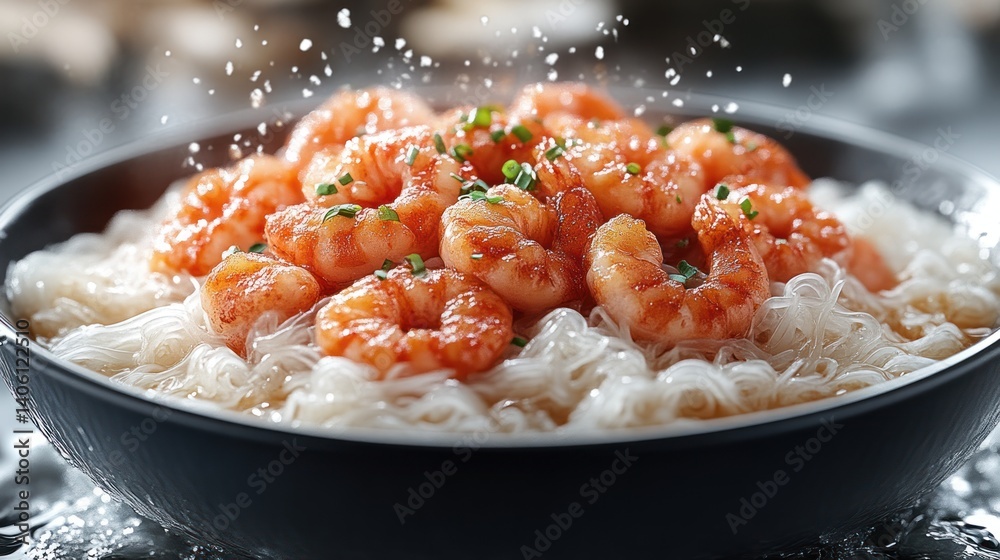 Shrimp and Glass Noodles Dish with Fresh Garnish Culinary Delight for Food Enthusiasts Shrimp and Glass Noodles Dish with Fresh Garnish Culinary Delight for Food Enthusiasts