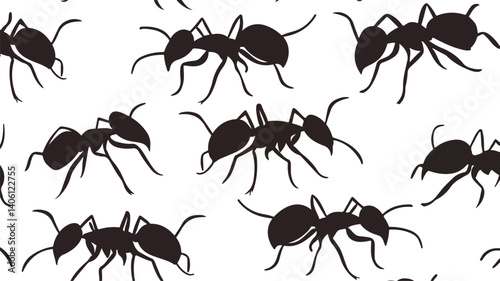 Monochromatic Ant Pattern Vector Illustration for Design Projects