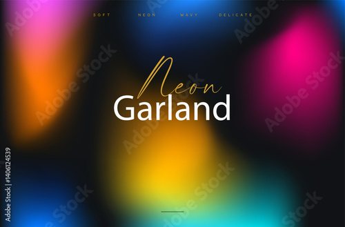 Trendy neon fluid gradient background, colorful abstract liquid color landing page. Futuristic design wallpaper for banner, poster, cover, flyer, presentation, advertising