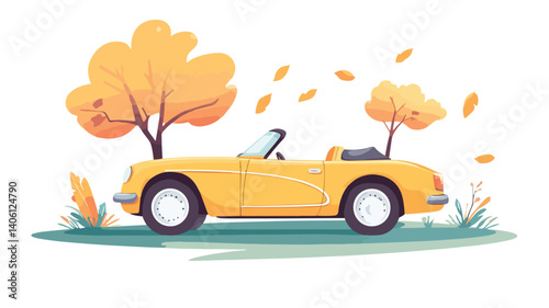 Playful Yellow Car: Joyful Moments Outdoors