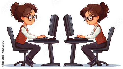 Professional Computer User Vector Illustration for Business Presentations and Websites