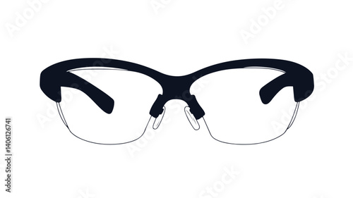 Professional Safety Glasses Silhouette on White Background