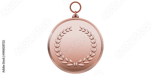 Bronze Medal Achievement Award With Laurel Wreath Vector Illustration.	