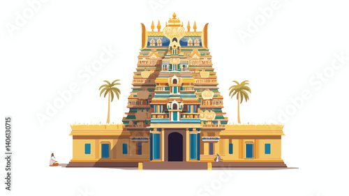 Meenakshi Temple Illustration: Architectural Marvel of Ona