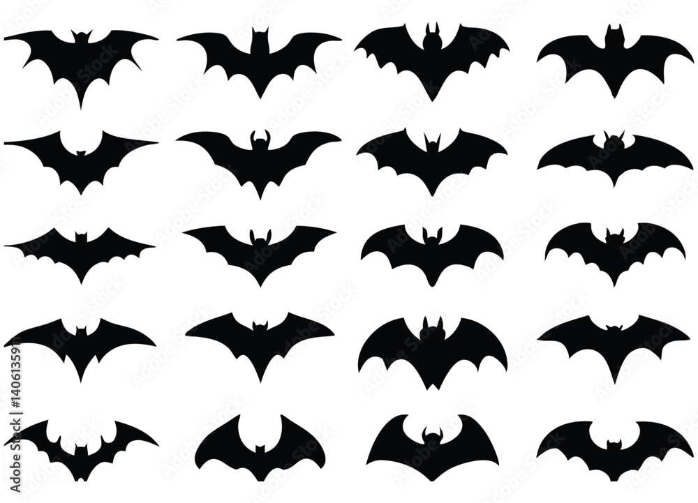 Fototapeta premium Bat Silhouettes Collection - Versatile Designs for Halloween and Decor