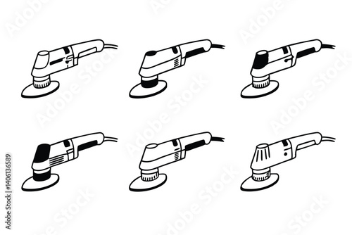 Orbital Sander Line Art Illustration, Power Tool Vector Graphic, Woodworking and DIY