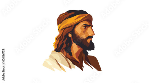 Young King David of Judah Israel Head Portrait isolated on white background
