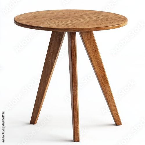 Obraz na płótnie Round wooden side table on white background, interior design w salonie