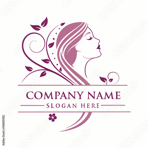 Feminine beauty logo with floral design (1)